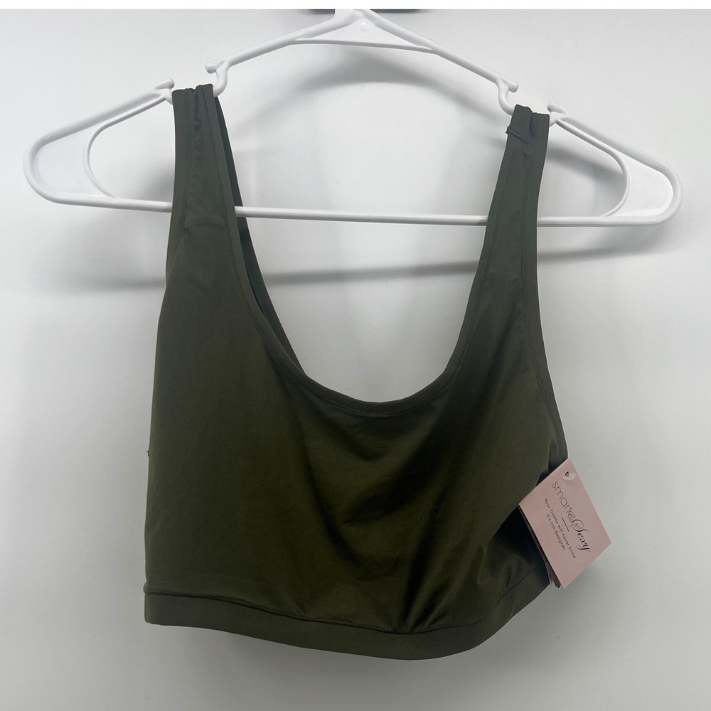 Smart & Sexy Olive Green Bralette Scoop Neck Stretch L/XL SA1438